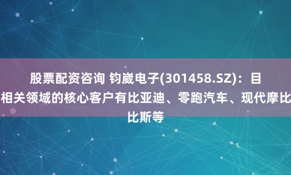 股票配资咨询 钧崴电子(301458.SZ)：目前在相关领域的核心客户有比亚迪、零跑汽车、现代摩比斯等